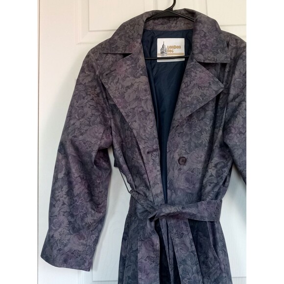 VTG London Fog Wamsutta Woven Tapestry Trench Coat Wms Sz 12 Petite - Picture 1 of 15